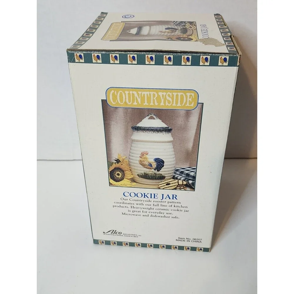 ALCO Industries Countryside Rooster Ceramic Cookie Jar farmhouse Open Box